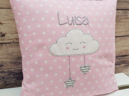 Kissen mit Name - Namenskissen Wölkchen 30x30cm – Bild 3