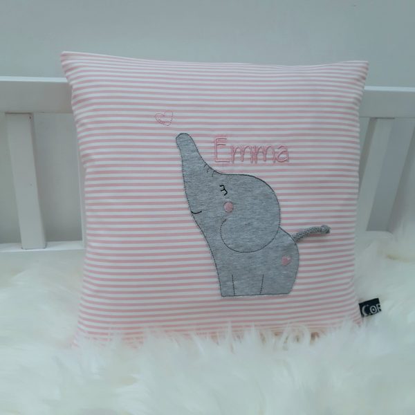 Kissen mit Name - Namenskissen Elefant 30x30cm