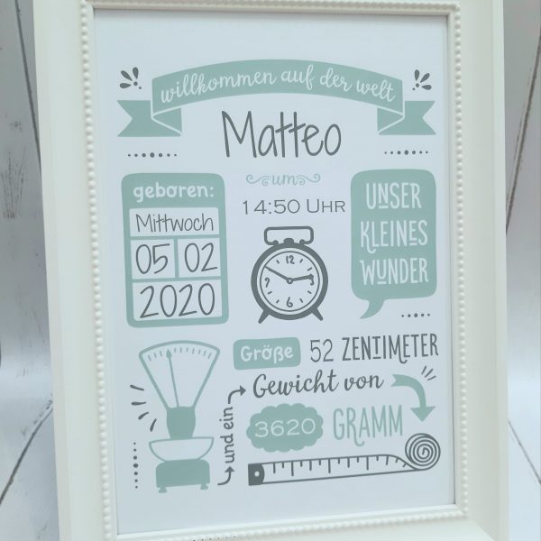 Rahmen mit Geburtsdaten vintage