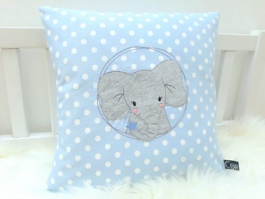 Kissen mit Name - Namenskissen Elefant 30x30cm