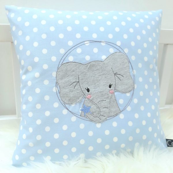 Kissen mit Name - Namenskissen Elefant 30x30cm