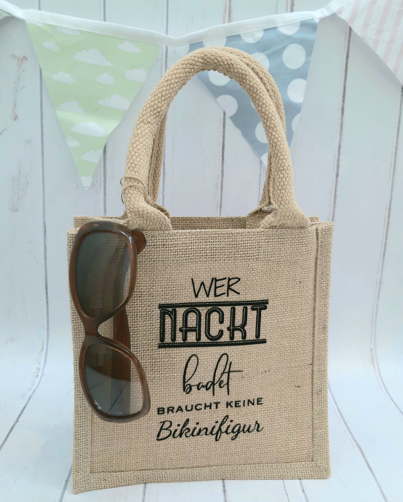 Große Tasche // Shoppen // Einkaufstasche // Strandtasche mit Aufdruck -  Bin kurz (W)einkaufen - CoriBri Kreativwerkstatt
