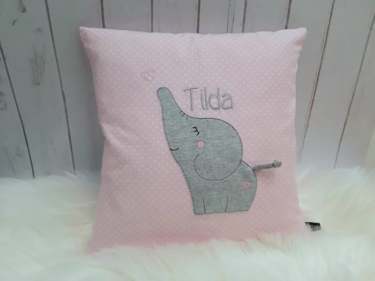 Kissen mit Name - Namenskissen Elefant 30x30cm – Bild 3