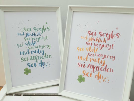 Sei sorglos - Kunstdruck DinA4 mit Rahmen