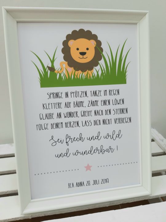 Sei frech, wild und wunderbar - Kunstdruck DinA4 mit Rahmen