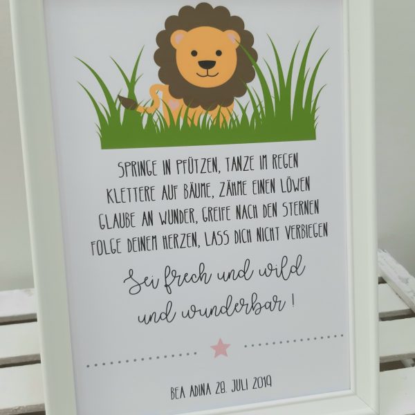 Sei frech, wild und wunderbar - Kunstdruck DinA4 mit Rahmen