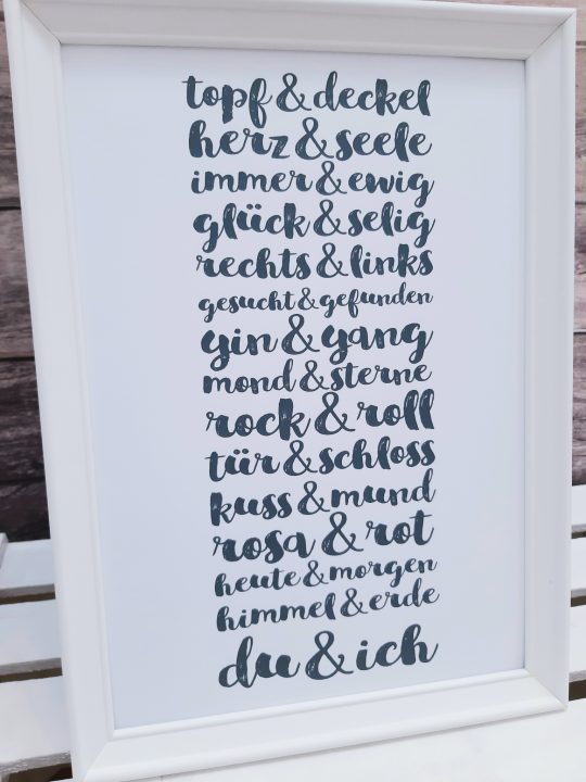 Hochzeitsbild "Du & Ich" - Kunstdruck DinA4 mit Rahmen