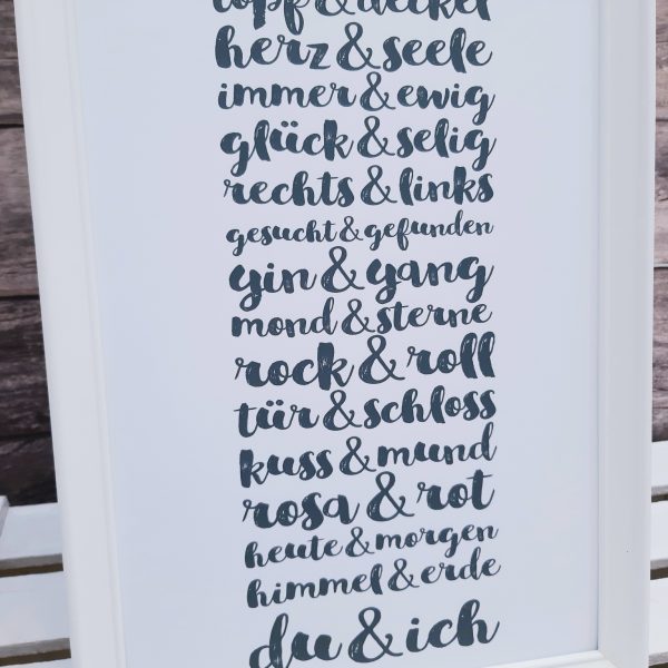 Hochzeitsbild "Du & Ich" - Kunstdruck DinA4 mit Rahmen
