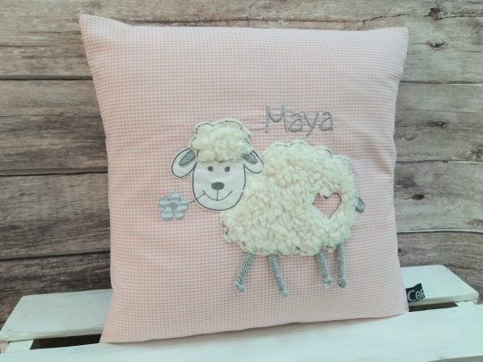 Kissen mit Name - Namenskissen Schaf 30x30cm