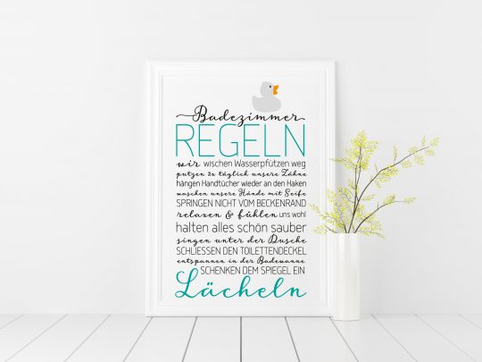 Badezimmer Regeln - Kunstdruck DinA4