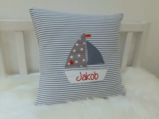 Kissen mit Name - Namenskissen Schiff 30x30cm
