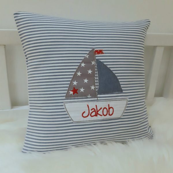 Kissen mit Name - Namenskissen Schiff 30x30cm