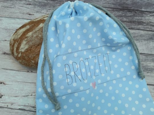Brotbeutel - Brötchenbeutel mit Brotzeit Stickerei – Bild 2