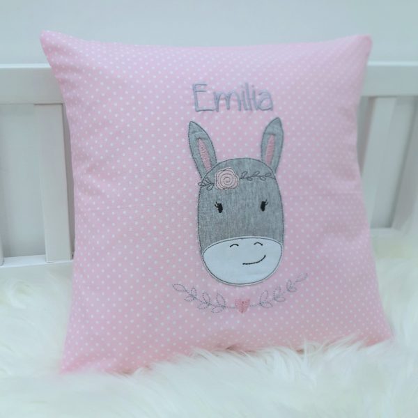 Kissen mit Name - Namenskissen Esel 30x30cm