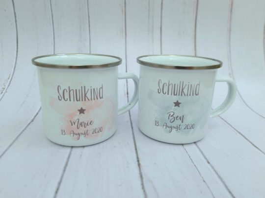Tasse Emaille Schulkind // Emailletasse mit Name