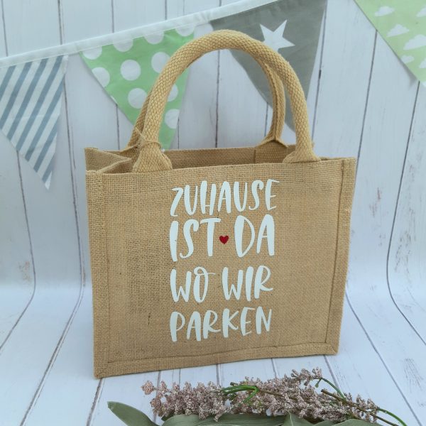 Tasche - Jutetasche - mini - Zuhause ist da wo wir parken