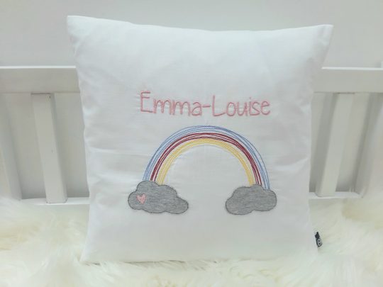 Kissen mit Name - Namenskissen Regenbogen 30x30cm