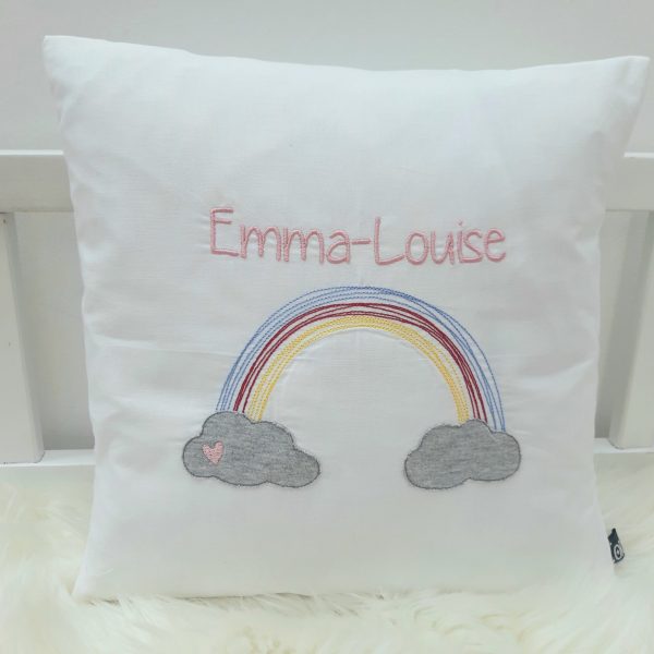 Kissen mit Name - Namenskissen Regenbogen 30x30cm