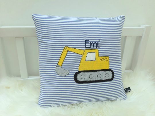 Kissen mit Name - Namenskissen Bagger 30x30cm