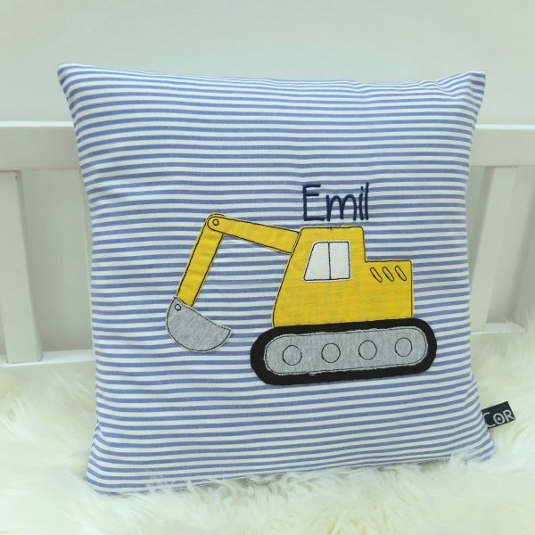 Kissen mit Name - Namenskissen Bagger 30x30cm