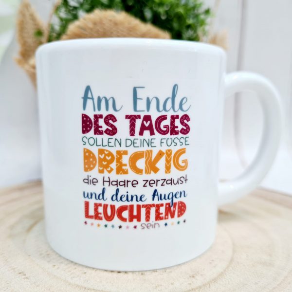 Kindertasse aus Kunststoff mit süßem Spruch - perfekt für kleine Kinderhände