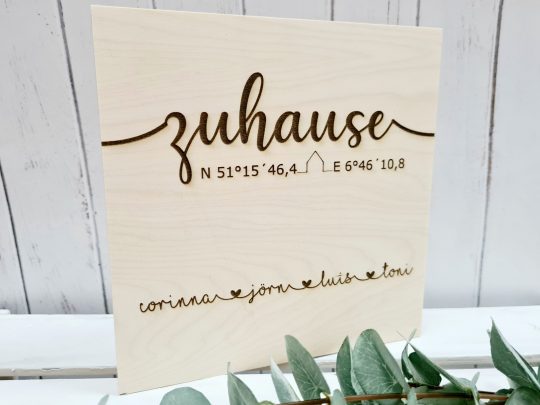 Holzbild "zuhause"