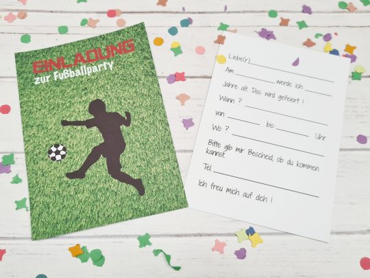 5er Set Geburtstagseinladung / Kindergeburtstag - Fußball