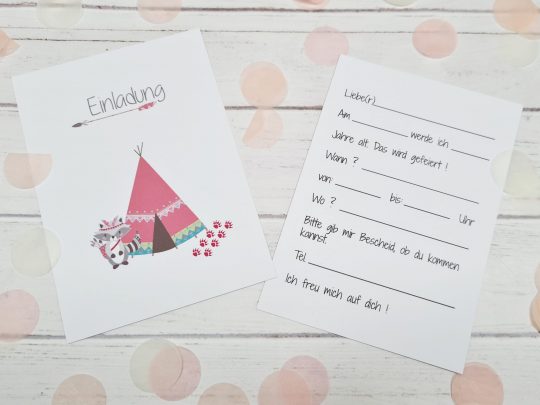 5er Set Geburtstagseinladung / Kindergeburtstag - Tippi