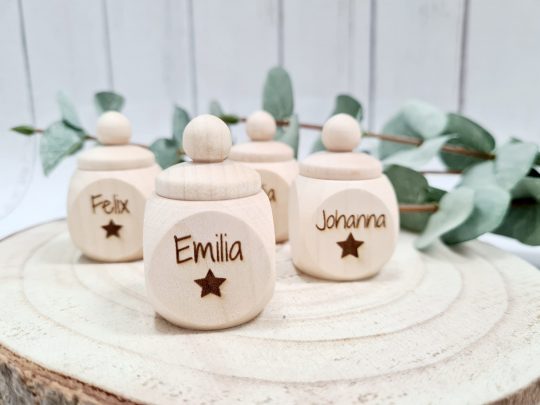 Milchzahndose / Zahndöschen aus Holz mit Namen