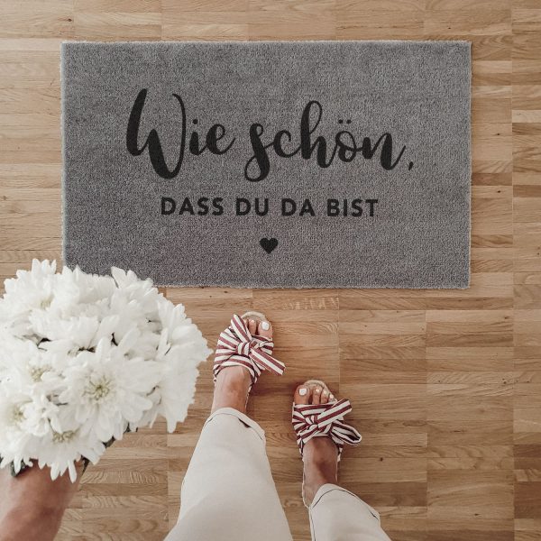 Fußmatte - Wie schön, dass du da bist - waschbar - für Innen- und Außenbereich