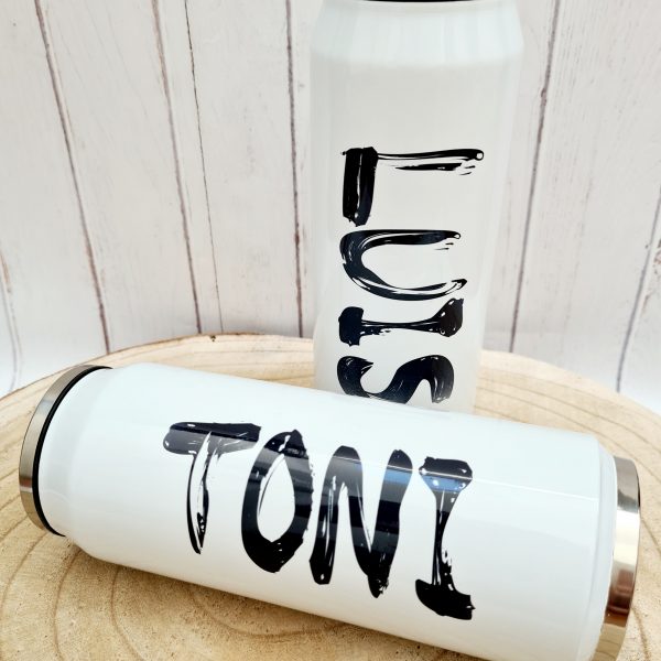 Edelstahl Thermodose mit Mundstück und integriertem Trinkhalm