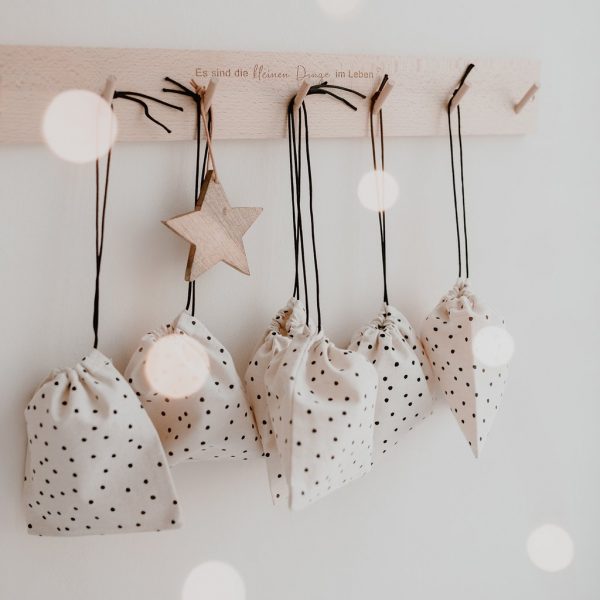 Geschenkbeutel Punkte 6er Set - für Adventskalender