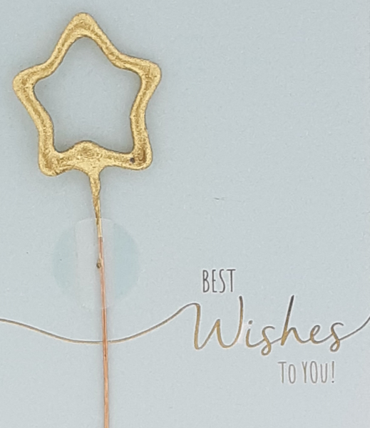 Glückwunschkarte "Best Wishes" mit Wunderkerze