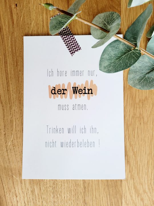 Postkarte - Der Wein muss atmen