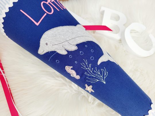 Schultüte mit Name - Zuckertüte - Schulanfang - Schultüte Delfin – Bild 4