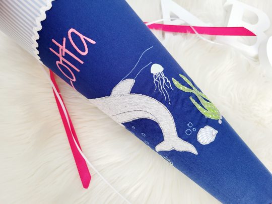 Schultüte mit Name - Zuckertüte - Schulanfang - Schultüte Delfin – Bild 3