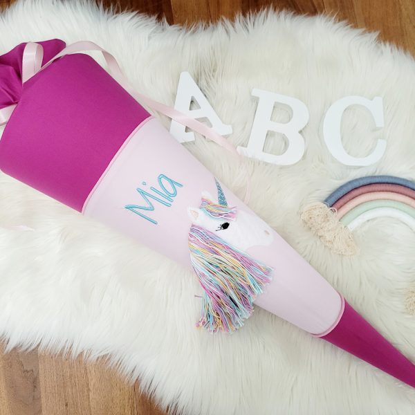 Schultüte mit Namen - Schultüte Einhorn - Schultüte Mädchen