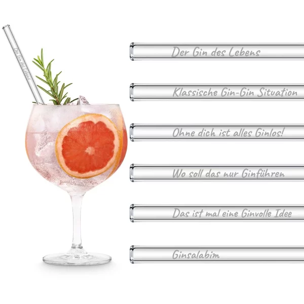 Glastrinkhalme - Der Gin des Lebens - 6 Stück