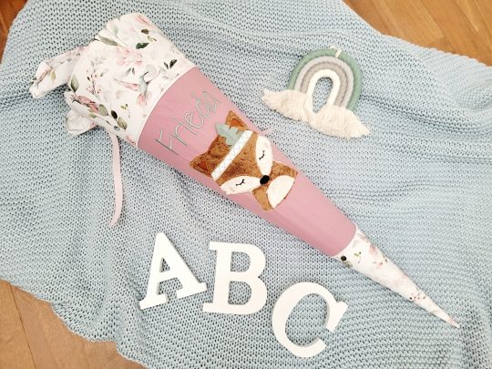 Schultüte mit Namen - Schultüte Fuchs - Schultüte floral - Schultüte Mädchen - Schultüte Waldtiere