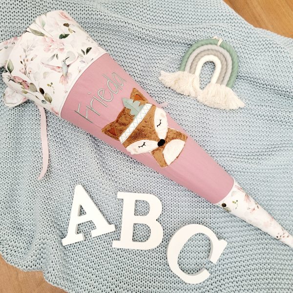 Schultüte mit Namen - Schultüte Fuchs - Schultüte floral - Schultüte Mädchen - Schultüte Waldtiere