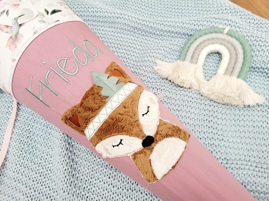 Schultüte mit Namen - Schultüte Fuchs - Schultüte floral - Schultüte Mädchen - Schultüte Waldtiere – Bild 2