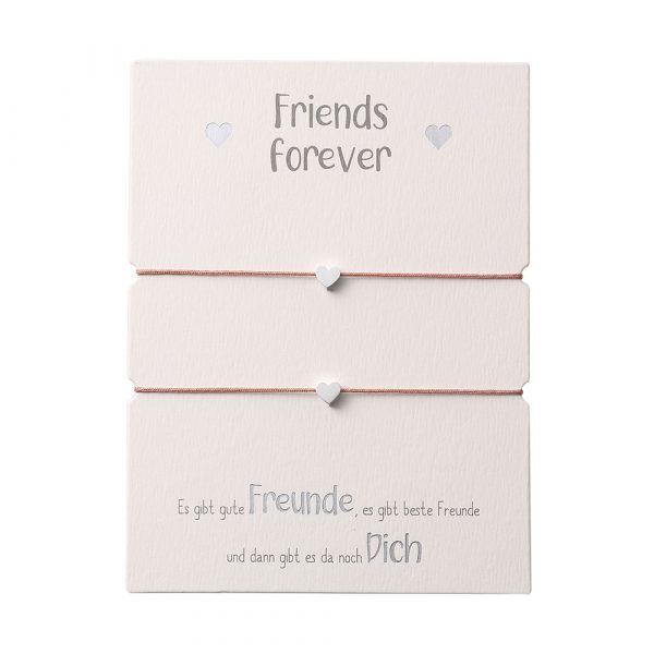 Freundschaftsarmband Herz versilbert - 2 Armbänder- beste Freunde Armbänder