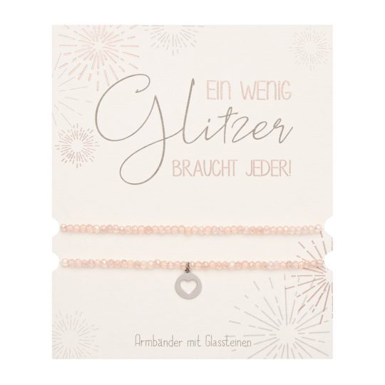 Armbänder - Glasstein - Edelstahl - Herz
