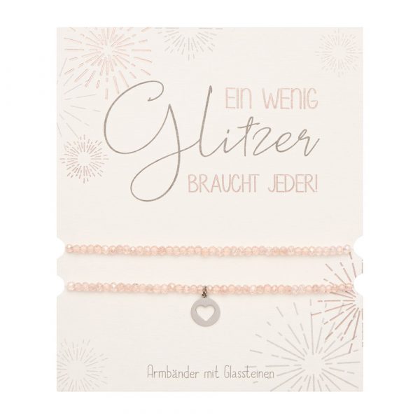 Armbänder - Glasstein - Edelstahl - Herz