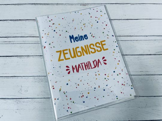 Zeugnishülle "bunte Pünktchen" mit Namen