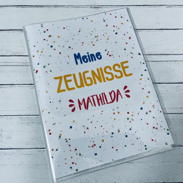 Zeugnishülle "bunte Pünktchen" mit Namen