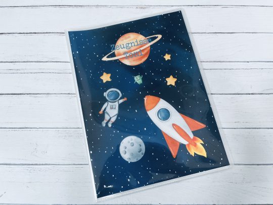 Zeugnishülle "Weltraum" mit Namen