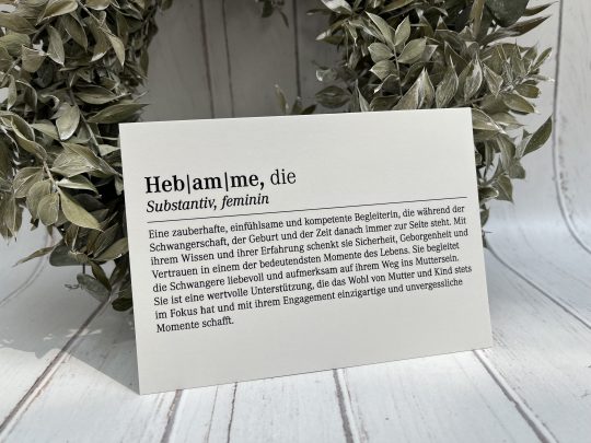 Postkarte - Definition Hebamme
