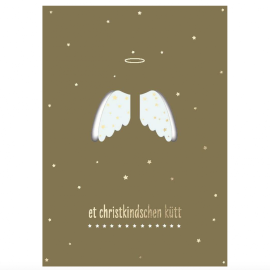 Postkarte: Et Christkindschen kütt - Engelflügel