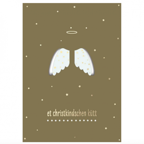 Postkarte: Et Christkindschen kütt - Engelflügel